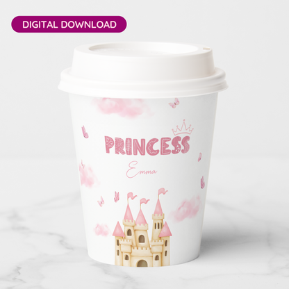 Pink Princess Castle Butterfly Cup design (DIGITAL DOWNLOAD)