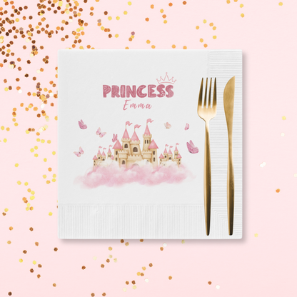 Pink Princess Castle Coined Paper Napkins