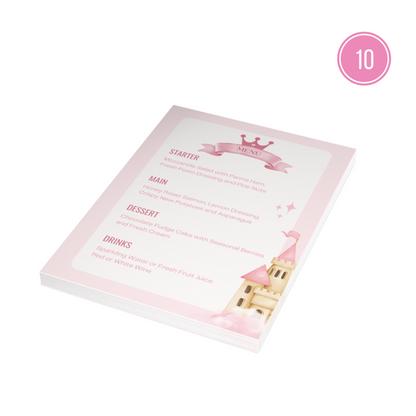 Pink Princess Castle Menu Cards