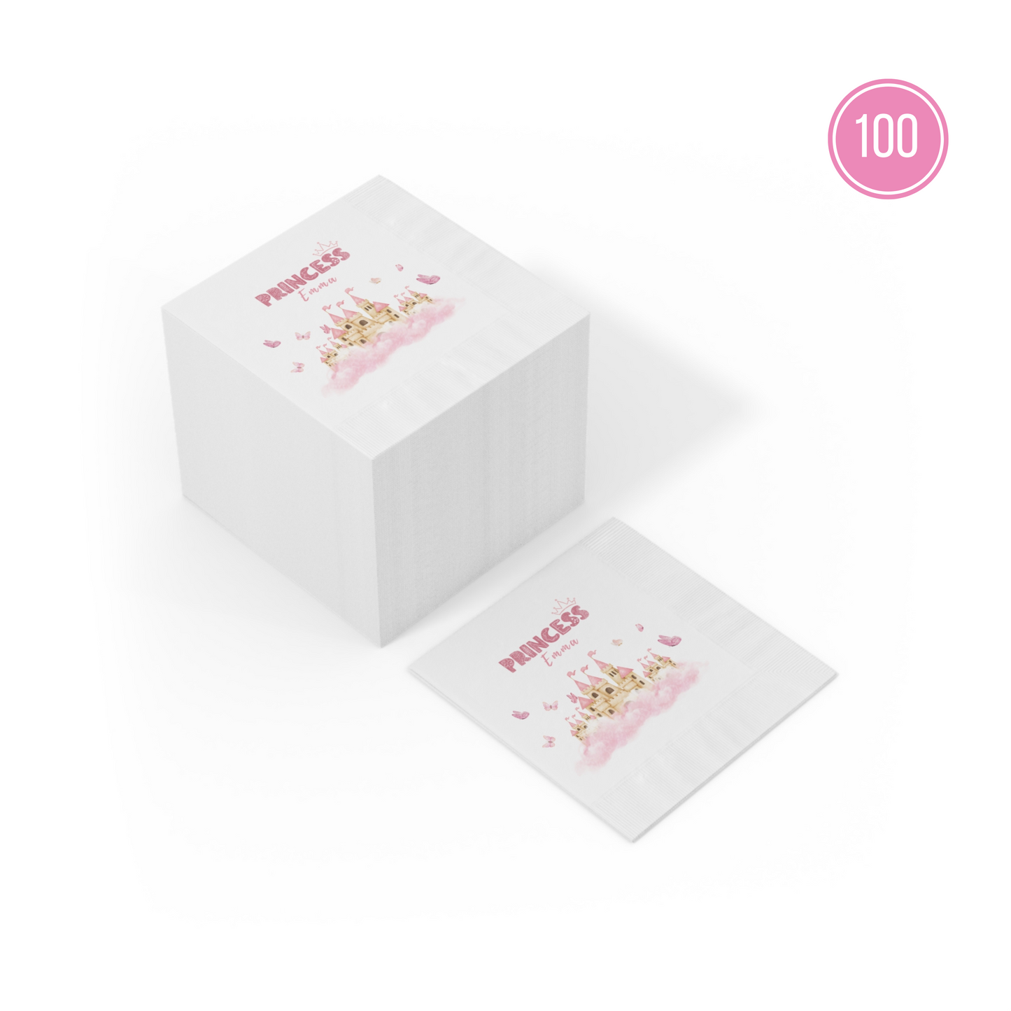 Pink Princess Castle Coined Paper Napkins