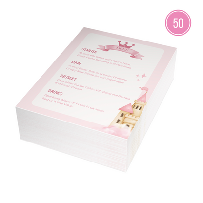 Pink Princess Castle Menu Cards