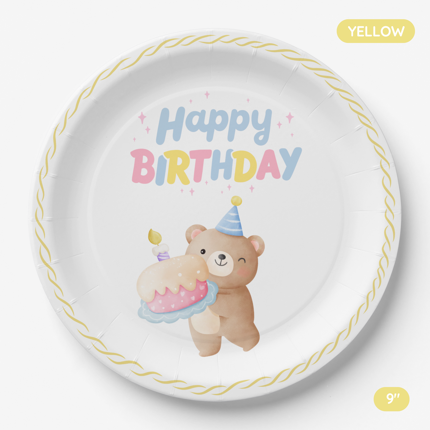 Teddy Bear's Happy Birthday Party Paper Plates (DIGITAL DOWNLOAD)