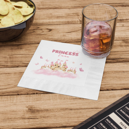 Pink Princess Castle Coined Paper Napkins