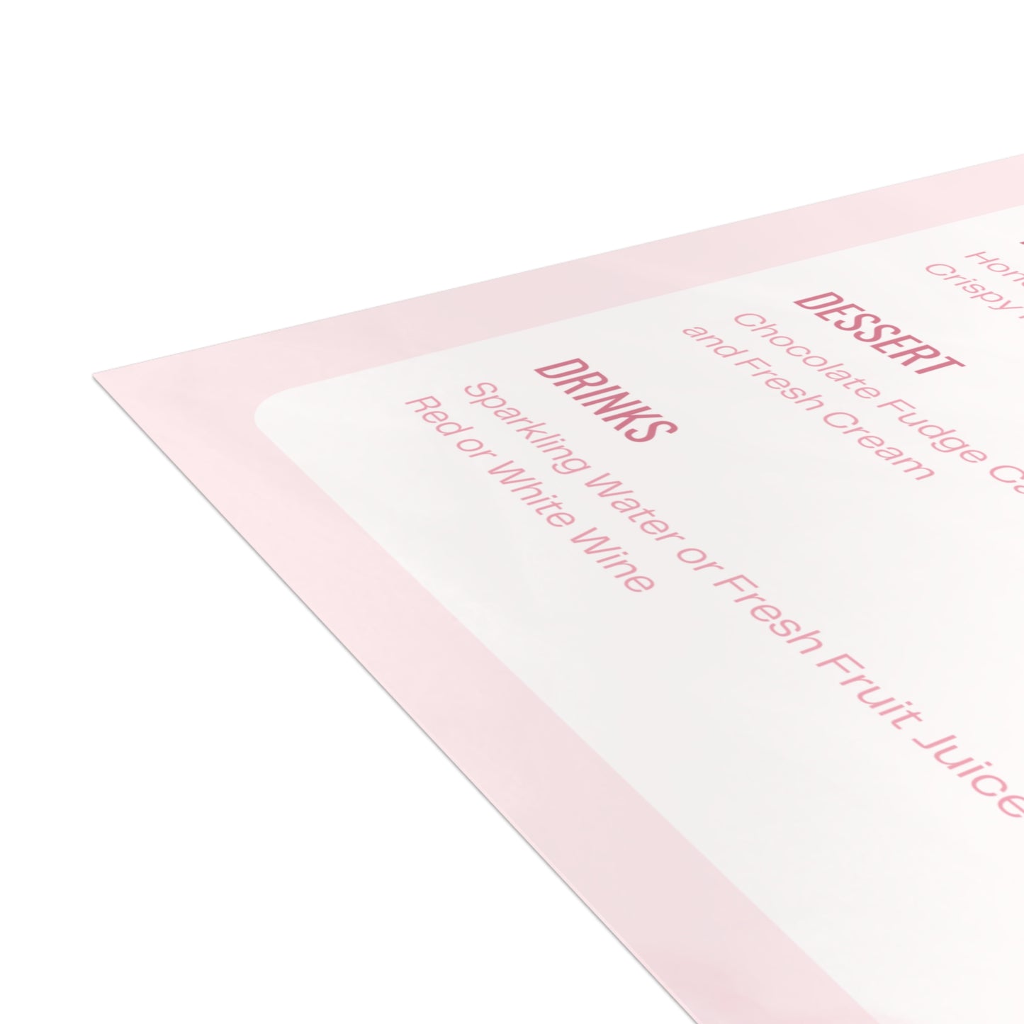 Pink Princess Castle Menu Cards