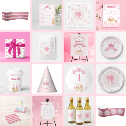 Pink Princess Castle Menu Cards