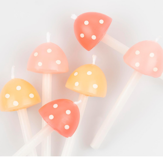 Meri Meri Mushroom Birthday Candles – Set of 6 in Pastel