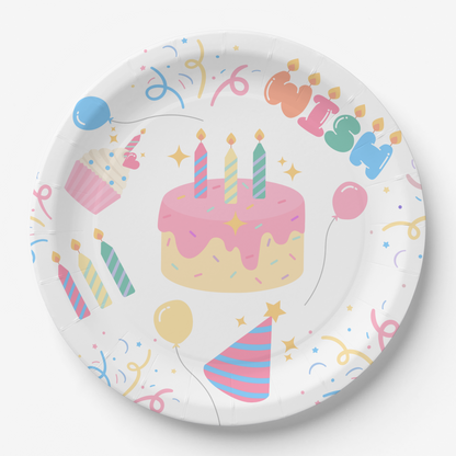 Birthday Cake Candles Paper Plate  Design (DIGITAL DOWNLOAD)