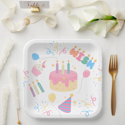 Birthday Cake Candles Paper Plate  Design (DIGITAL DOWNLOAD)