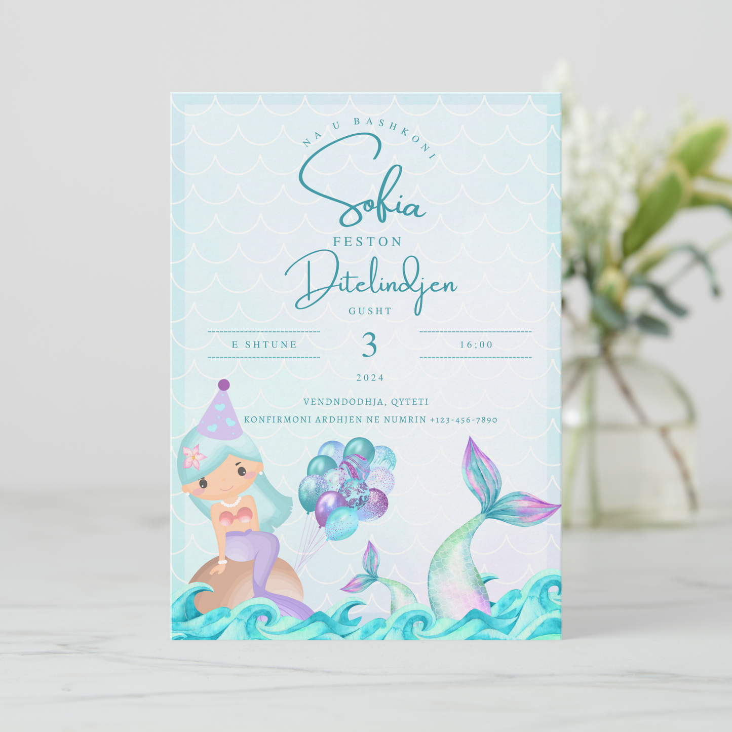 Turquoise Mermaid Ftese Ditelindjeje | SHKARKIM DIXHITAL